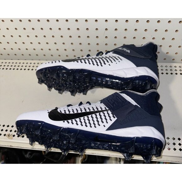 Nike Alpha Menace Pro 2 Mid Mens Football Cleats Size 12.5 Navy Blue White - Picture 6 of 8
